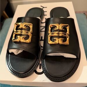 Givenchy Black and Gold Logo Slides